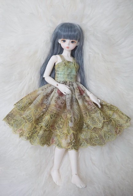 淡綠 &amp; 淺綠 &amp; 黃綠 蕾絲少女洋裝