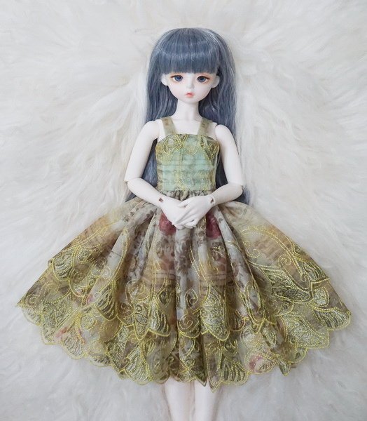淡綠 &amp; 淺綠 &amp; 黃綠 蕾絲少女洋裝