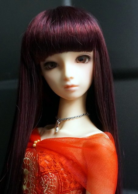 艷紅色蕾絲淑女洋裝
