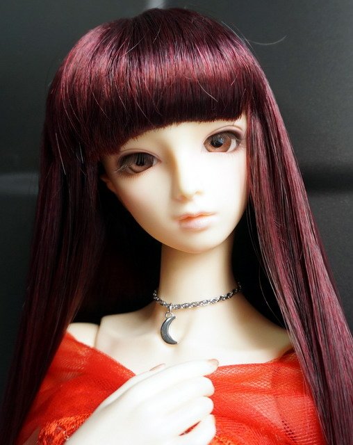 艷紅色蕾絲淑女洋裝