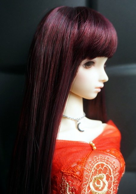艷紅色蕾絲淑女洋裝