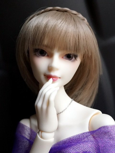 藍紫色蕾絲淑女洋裝