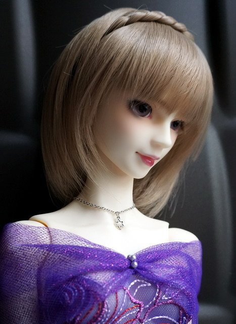 藍紫色蕾絲淑女洋裝
