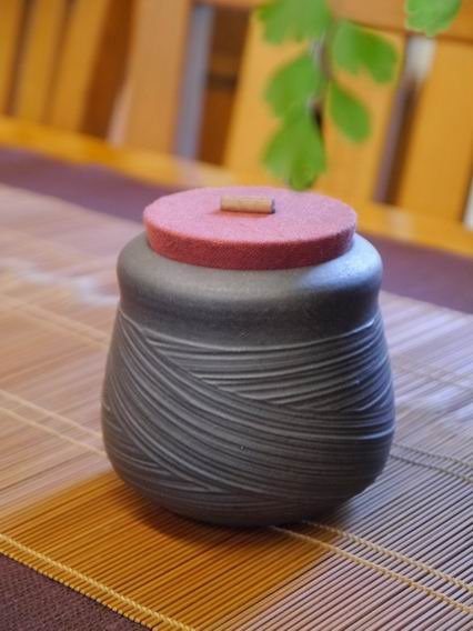 A27霧黑刷紋茶罐-5