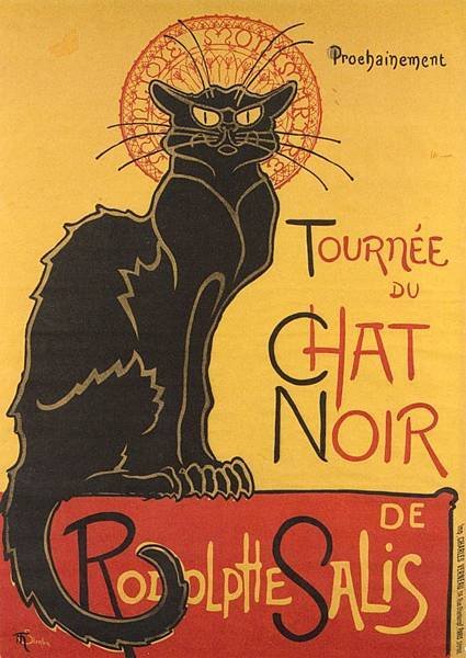 1896年蒙馬特藝術社區黑貓夜總會(Le Chat Noir) 巡迴演出的宣傳海報。.jpg