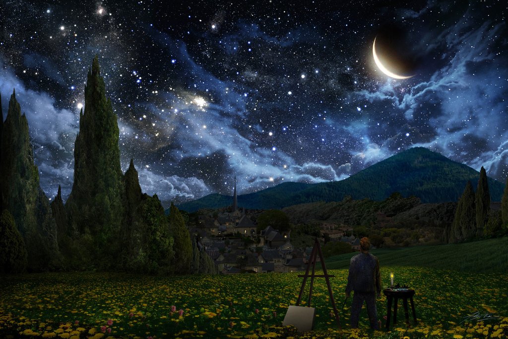 latest--starry-night-d-illustration-stars-night-picture-image