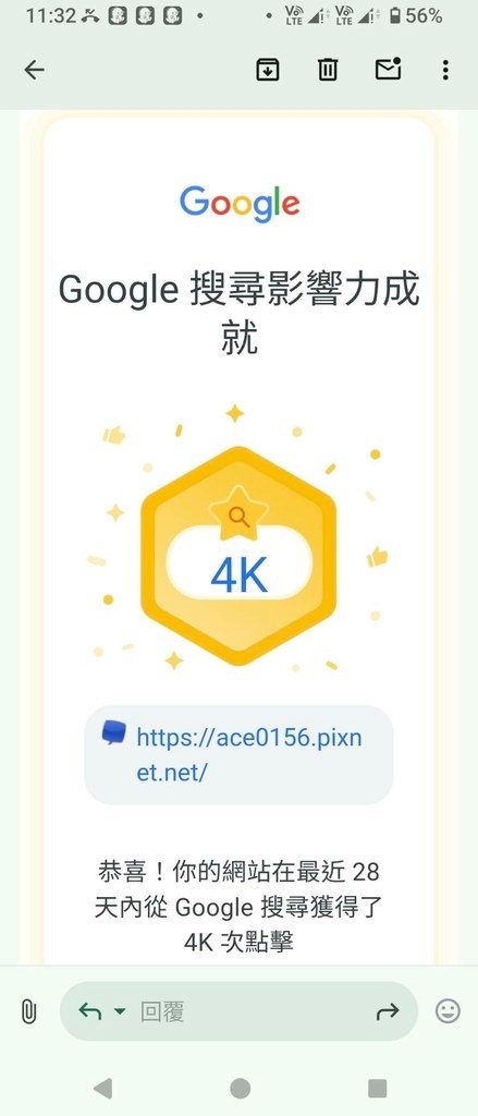 [分享] 恭喜你在 28 天內獲得 4K 次點擊！