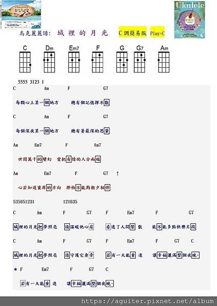 烏克麗麗譜 城裡的月光   C調簡易版.jpg