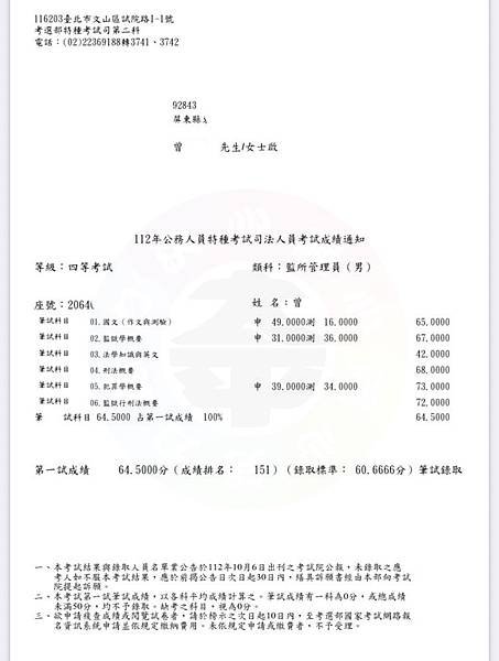 2023年考公職 監所考取經驗談  38歲無基礎自修準備1個