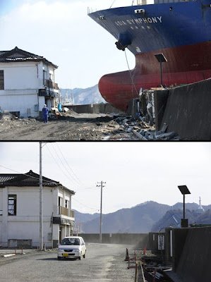 大地震後一年對比圖 日本