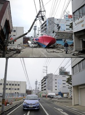 大地震後一年對比圖 日本