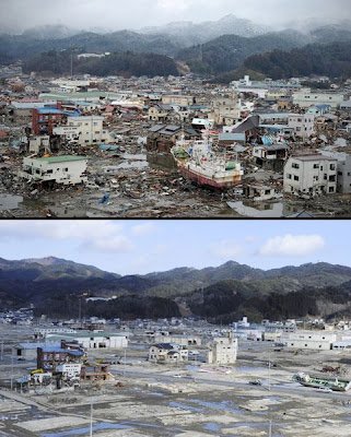 大地震後一年對比圖 日本