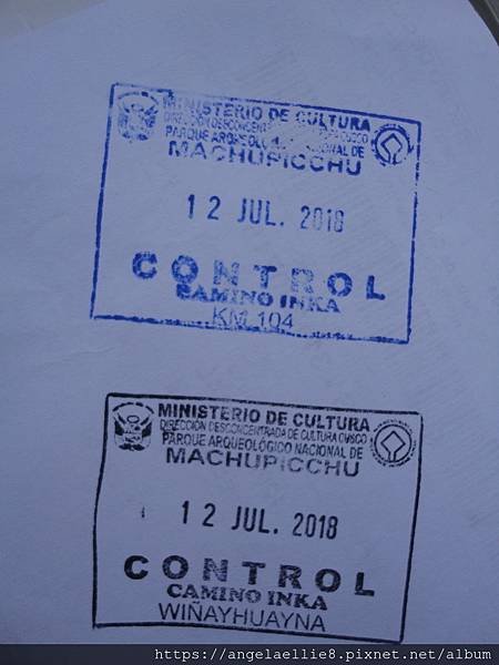 Inka Trail control stamp