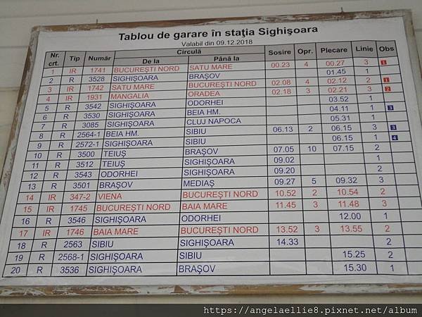 Sighisoara Train Timetable