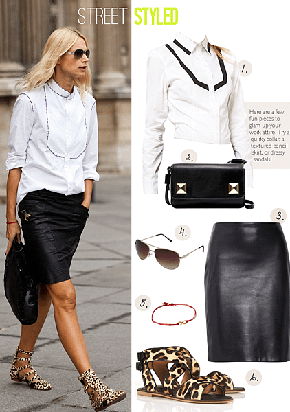 street styled leopard sandals leather pencil skirt