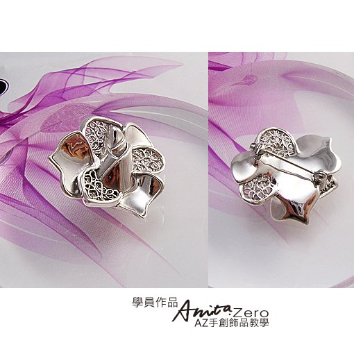 AZ教學_銀黏土_學生作品綻放仕女胸針