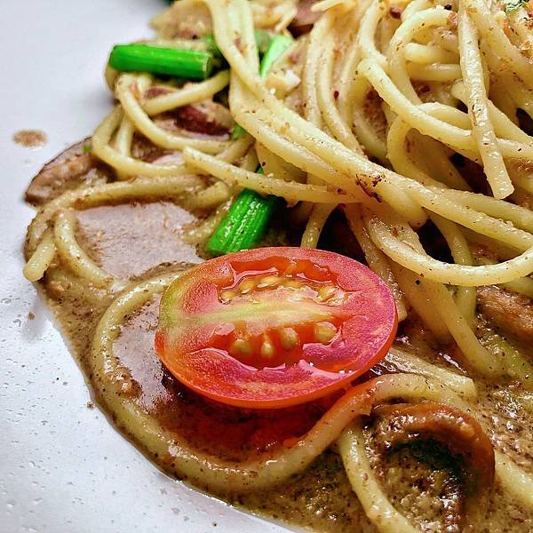 新北 新店 大坪林 美養廚房 義式蔬食 素食 雙人套餐 野菇義大利麵02.JPG