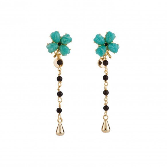 four-leaf-clover-and-beaded-chain-earrings