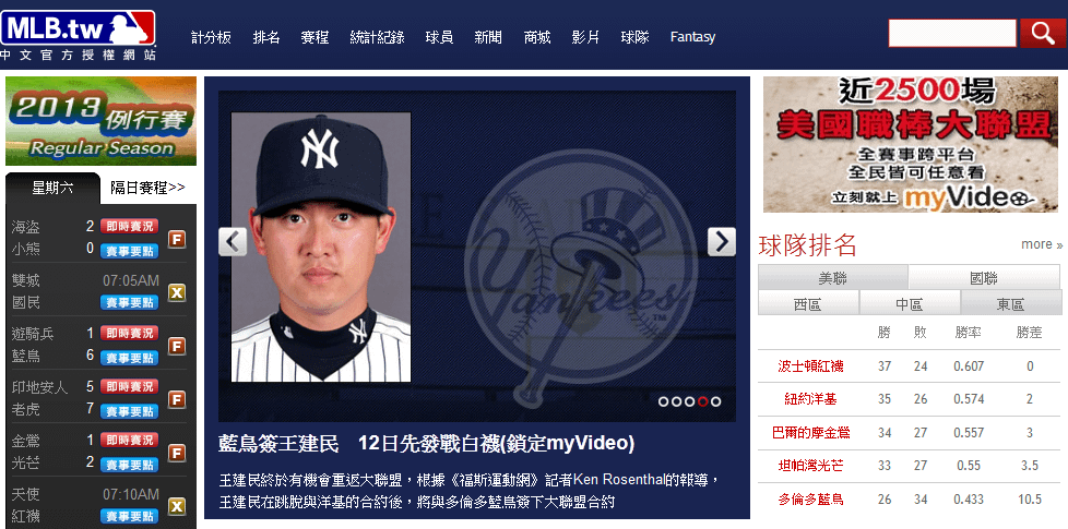 2013MLB王建民藍鳥先發戰報