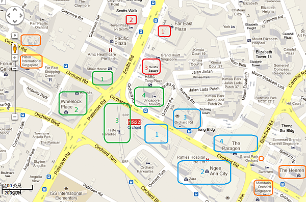 Orchard Road Shopping Map - Orchard -