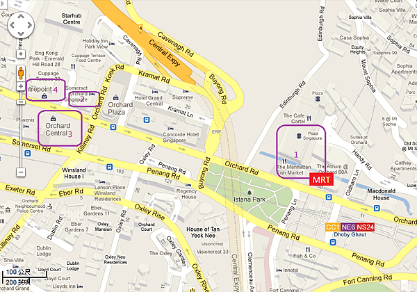 Orchard Road Shopping Map - Dhoby Ghaut