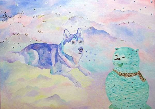 在那夢裡，冬天的相遇，91x65cm，油彩、畫布，2014