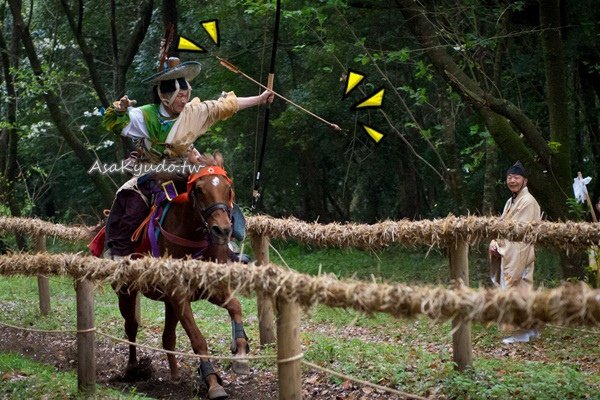 流鏑馬（やぶさめ）是日本的一種騎射藝術，射手策馬於2町（約2