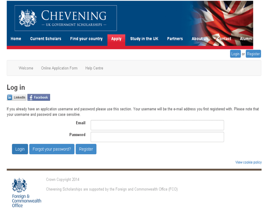 Chevening email registration