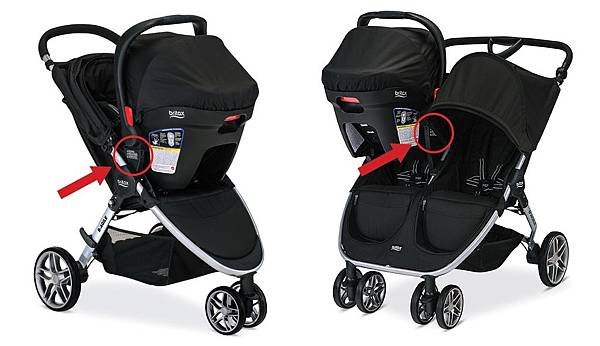 Britax B-Agile and double stroller in travel system mode.jpg