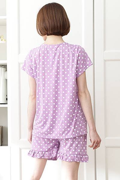 6031 水玉點點涼爽棉哺乳短袖睡衣套裝/居家服-紫 ~ $399 ~ 艾琳媽咪屋孕婦裝/哺乳衣/孕婦褲/哺乳披肩/睡衣 訂製批發