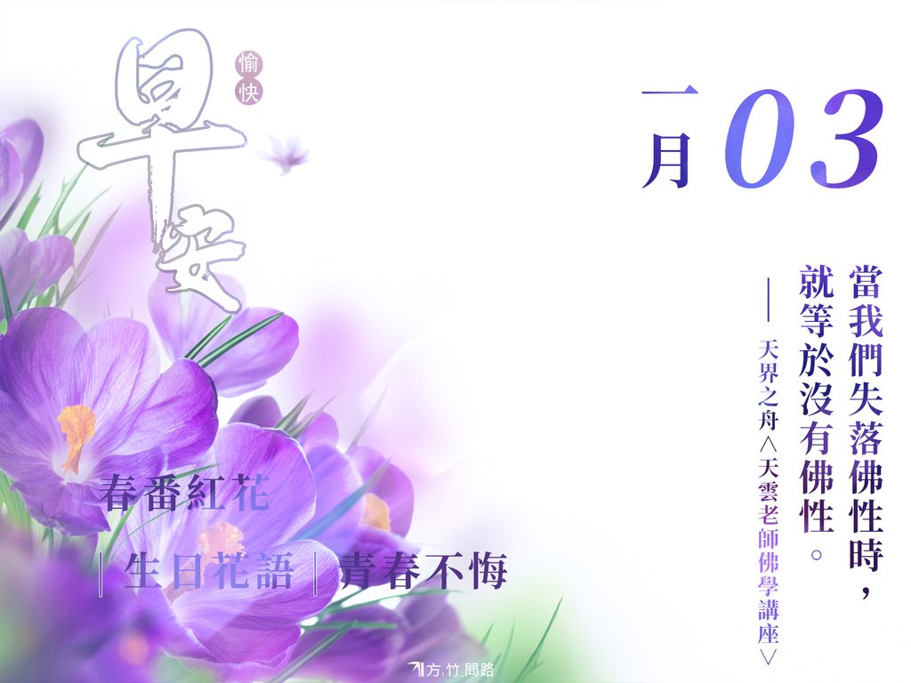 01.03春番紅花（青春不悔）-1生日花語祝福 早 安 圖早安圖長輩圖早安長輩早安問候圖正能量金句桌布good morning 早 安 圖午安圖晚安圖唯美 風景 早 安 圖電腦桌布製作生日祝福語天界之舟金句桌布正能量桌布文青問候圖質感早安圖感人最新早安圖正能量天界之舟地藏道場天界之舟佛法正宗天界之舟行善濟世