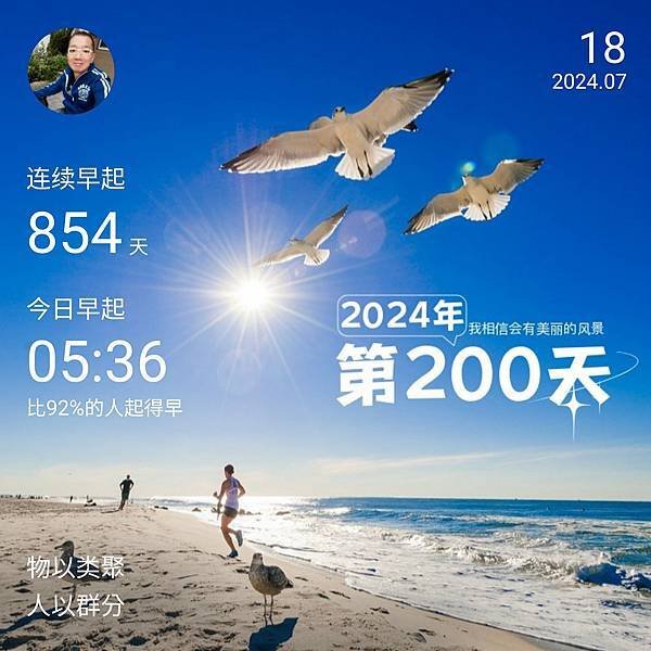 今天是2024年的第200天，早安