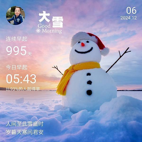 早安 今天是大雪 2024.12.06