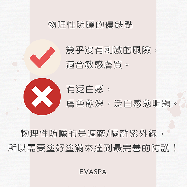 EVASPA燕仔愛漂靚 化學性防曬 V.S 物理性防曬