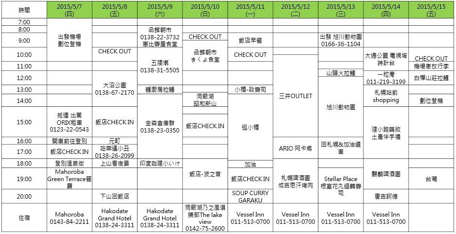 schedual