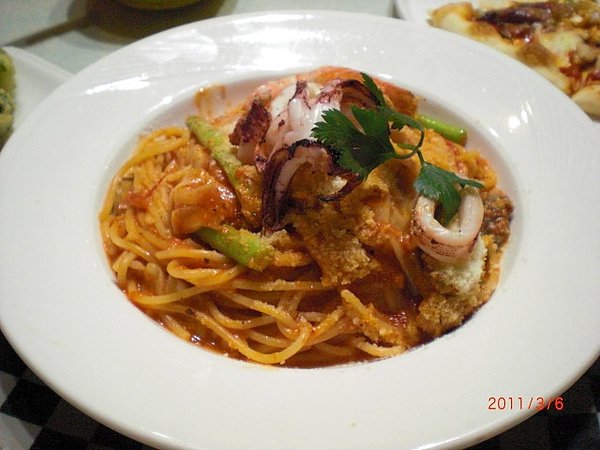 CIMG5470海鮮蕃茄起士義大利麵 Seafood Spaghetti with Tomato &amp; Cheese Sauce.JPG