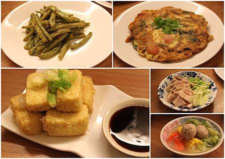 蔥醬四季豆+三層肉+彩椒熱狗烘蛋+炸豆腐+貢丸玉米湯