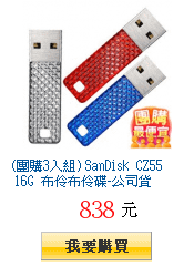 (團購3入組) SanDisk CZ55 16G 布伶布伶碟-公司貨