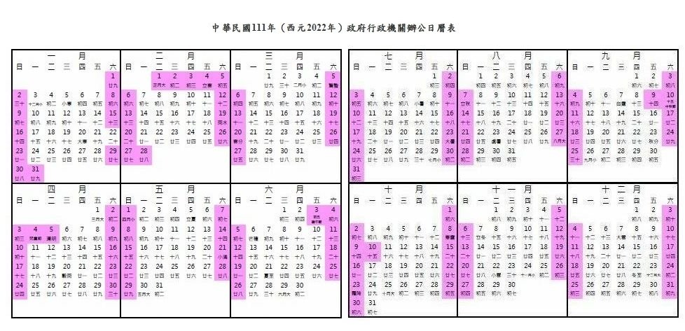 明年春節9天假　3天以上連假有7個