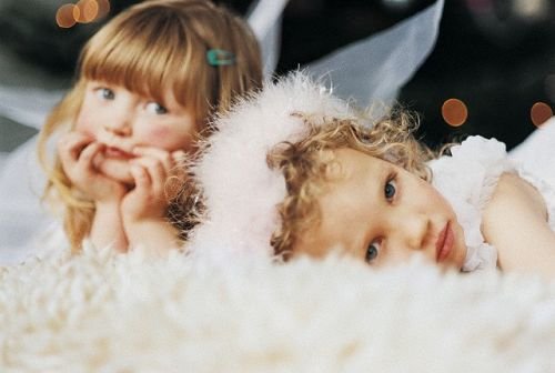 Portrait of Two Children in Fairy Costume-corbis