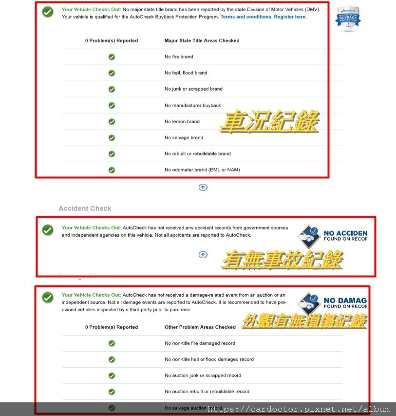 如何避免買到泡水車、事故車、檸檬車，如何看Carfax、Autocheck國外車輛歷史紀錄報告，買車參考依據 AutoCheck、Carfax報告查詢教學，代辦外匯車推薦LA桃園車庫外匯車商