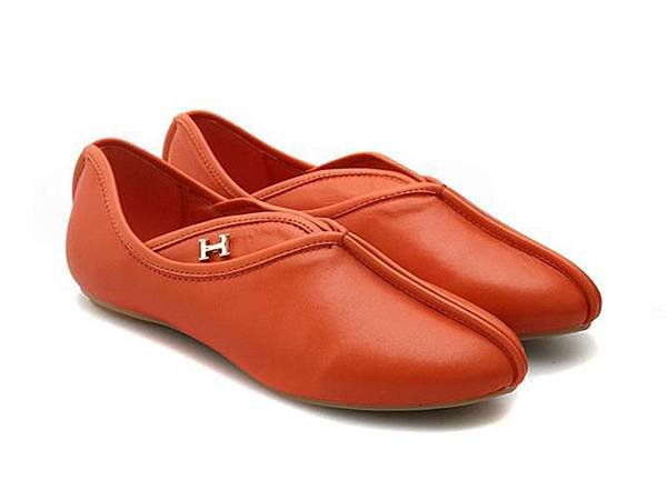 Orange Hermes Ladies Flat Shoes