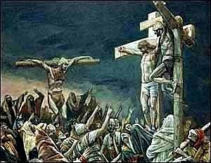 Jesus crucification Repentant Thief by Tissot Simon耶穌旁悔改的強盜www joyfulheart com.jpg