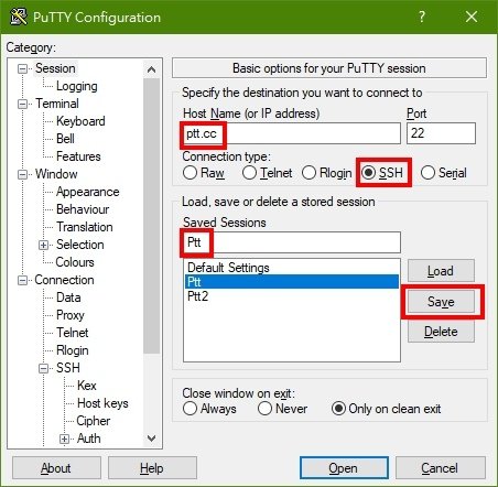 PuTTY.Ptt 連線設定