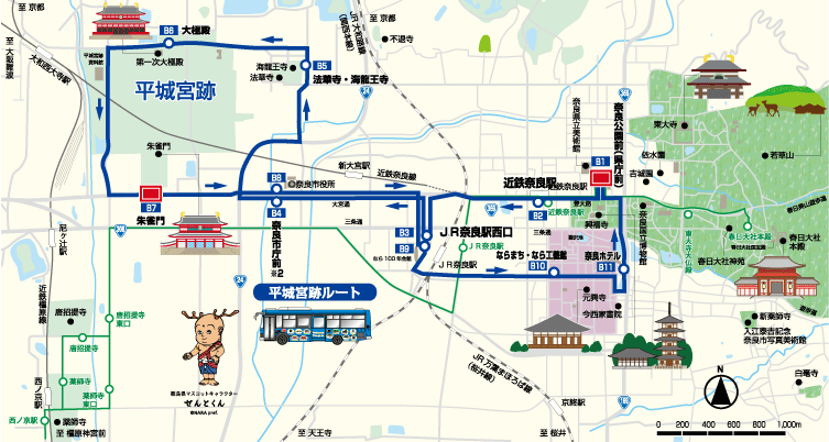 奈良假日巴士路線圖－藍線.png