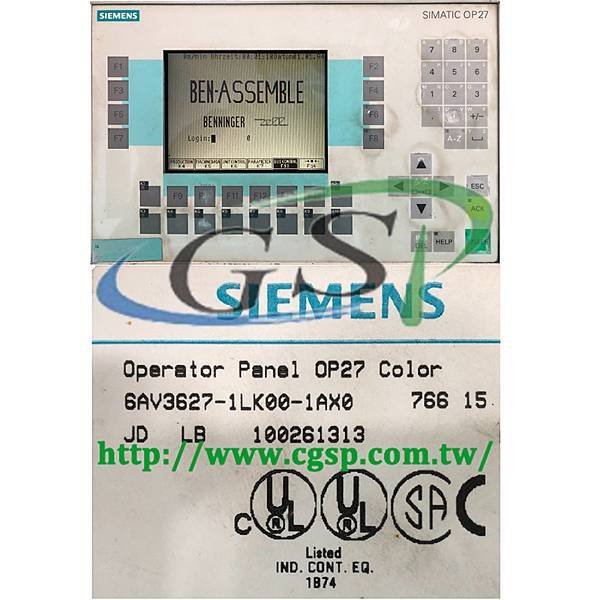 SIEMENS Operator Panel OP27 Color 6AV3627-1LK00-1AX0.jpg