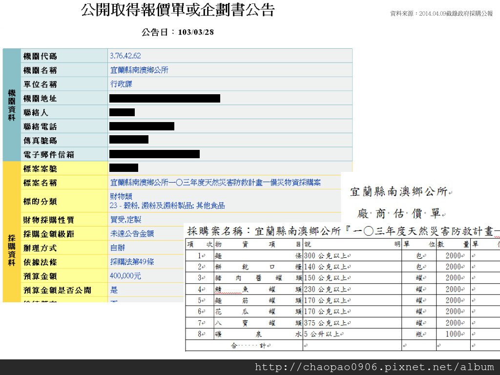 備災物資採購案-宜蘭