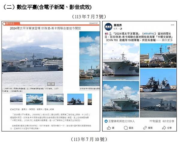 青年日報社執行：「RIMPAC2024環太平洋軍演採訪案」出