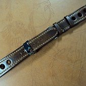 Svw538 Chopard Jacky Ickxx custom strap, 21x18mm, 75x125mm, thick 3.0mm taper to 2.5mm, dark brown vintage cowskin strap, cream stitch. 02