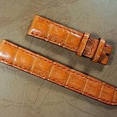 Svw422, CHOPARD custom heavy padded orange croco strap, 17.9x16mm, 68x110mm, thick 4.0mm taper to 2.4mm. 02